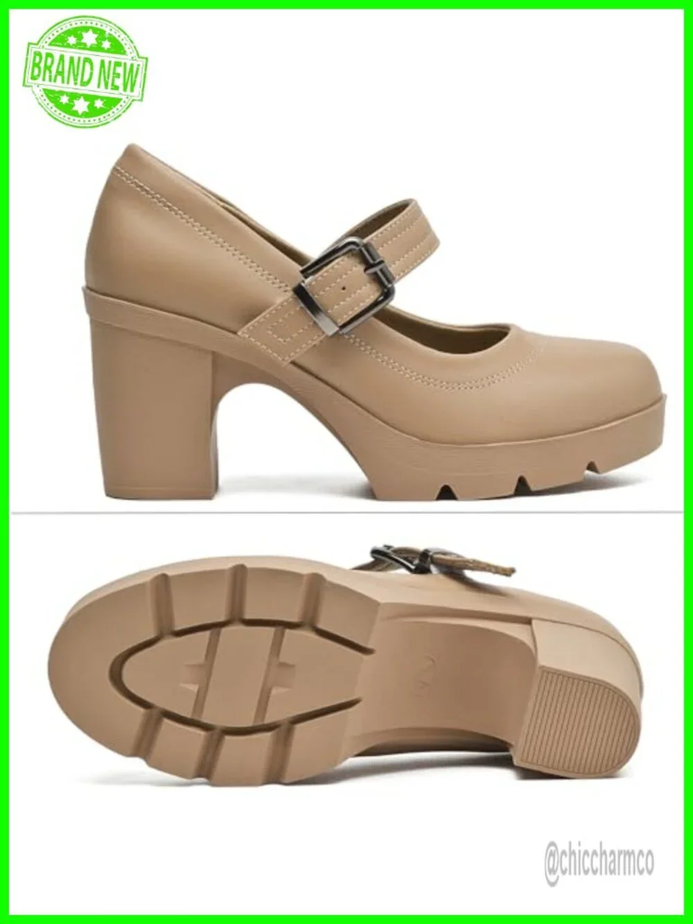 Women's Chunky Block Heel Mary Jane Pumps Round Toe Dress Work Shoes